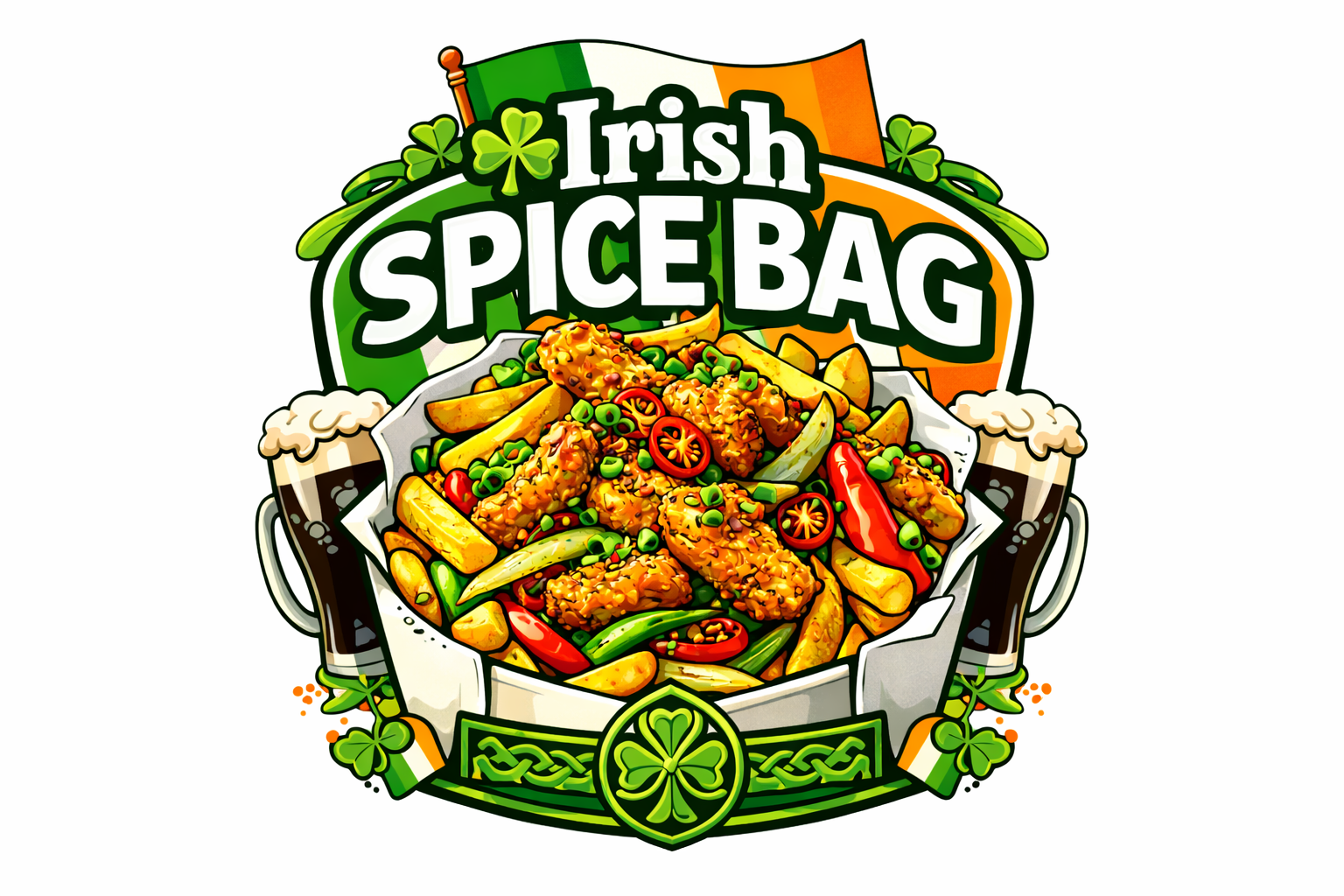 Irish Spice Bag — crispy chicken, chips, peppers and spices